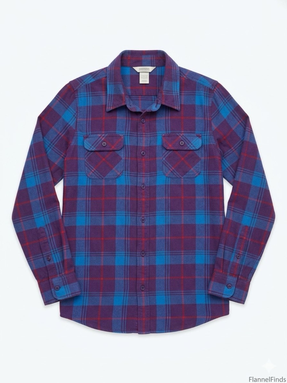 Duluth Trading Co Women's Plaid Button-Down Shirt in Blue and Purple